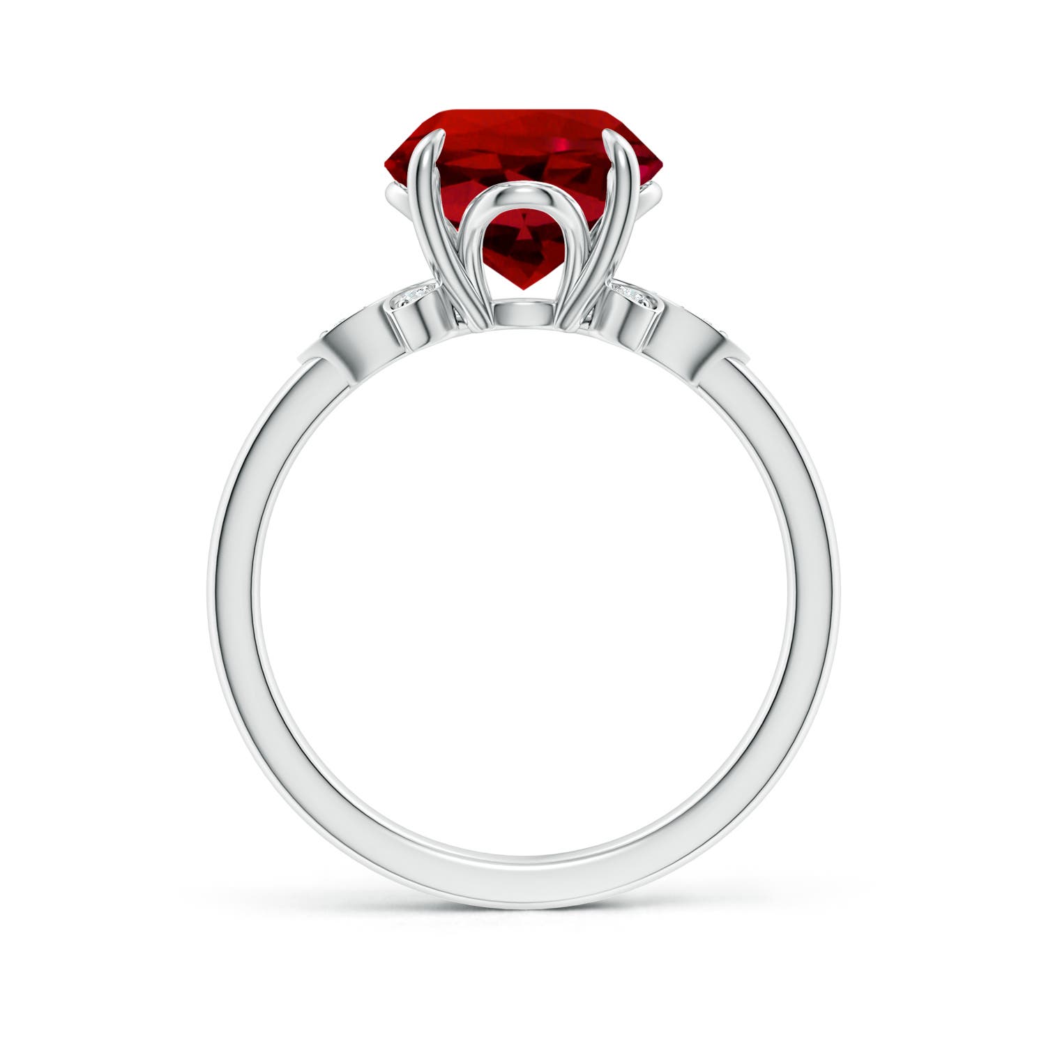 9mm Labgrown Lab-Grown Nature-Inspired Round Ruby Engagement Ring in White Gold - side 2