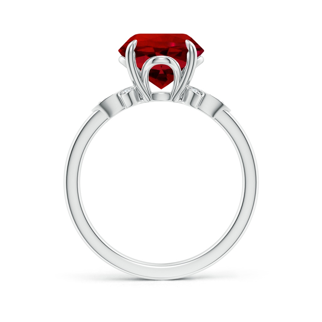9mm Labgrown Lab-Grown Nature-Inspired Round Ruby Engagement Ring in White Gold - side 199