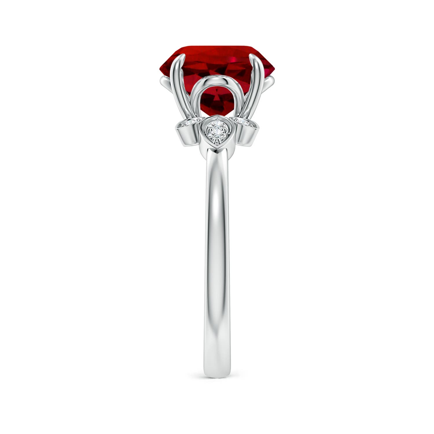 9mm Labgrown Lab-Grown Nature-Inspired Round Ruby Engagement Ring in White Gold - side 3