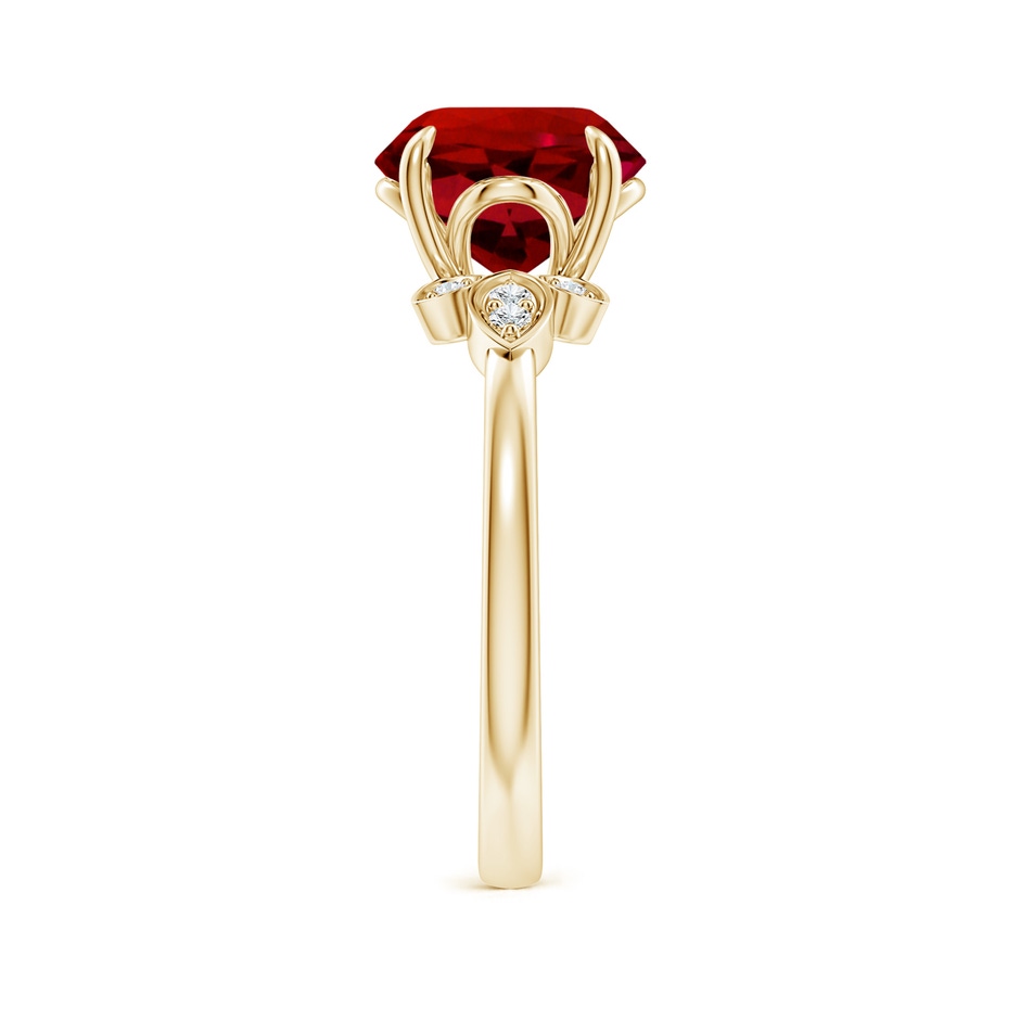 9mm Labgrown Lab-Grown Nature-Inspired Round Ruby Engagement Ring in Yellow Gold side 299