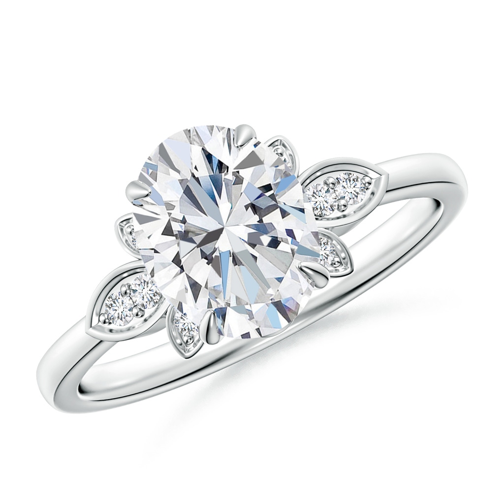 9x7mm FGVS Lab-Grown Nature-Inspired Oval Diamond Engagement Ring in White Gold