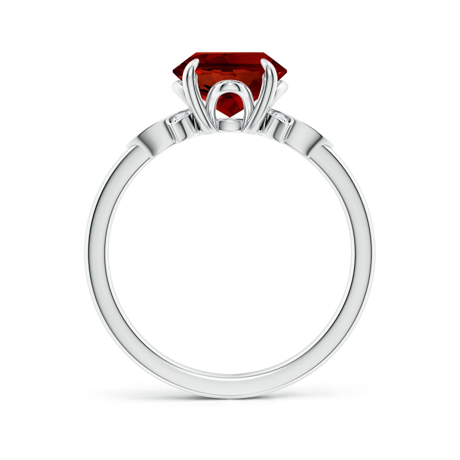 10x8mm Labgrown Lab-Grown Nature-Inspired Oval Ruby Engagement Ring in 18K White Gold