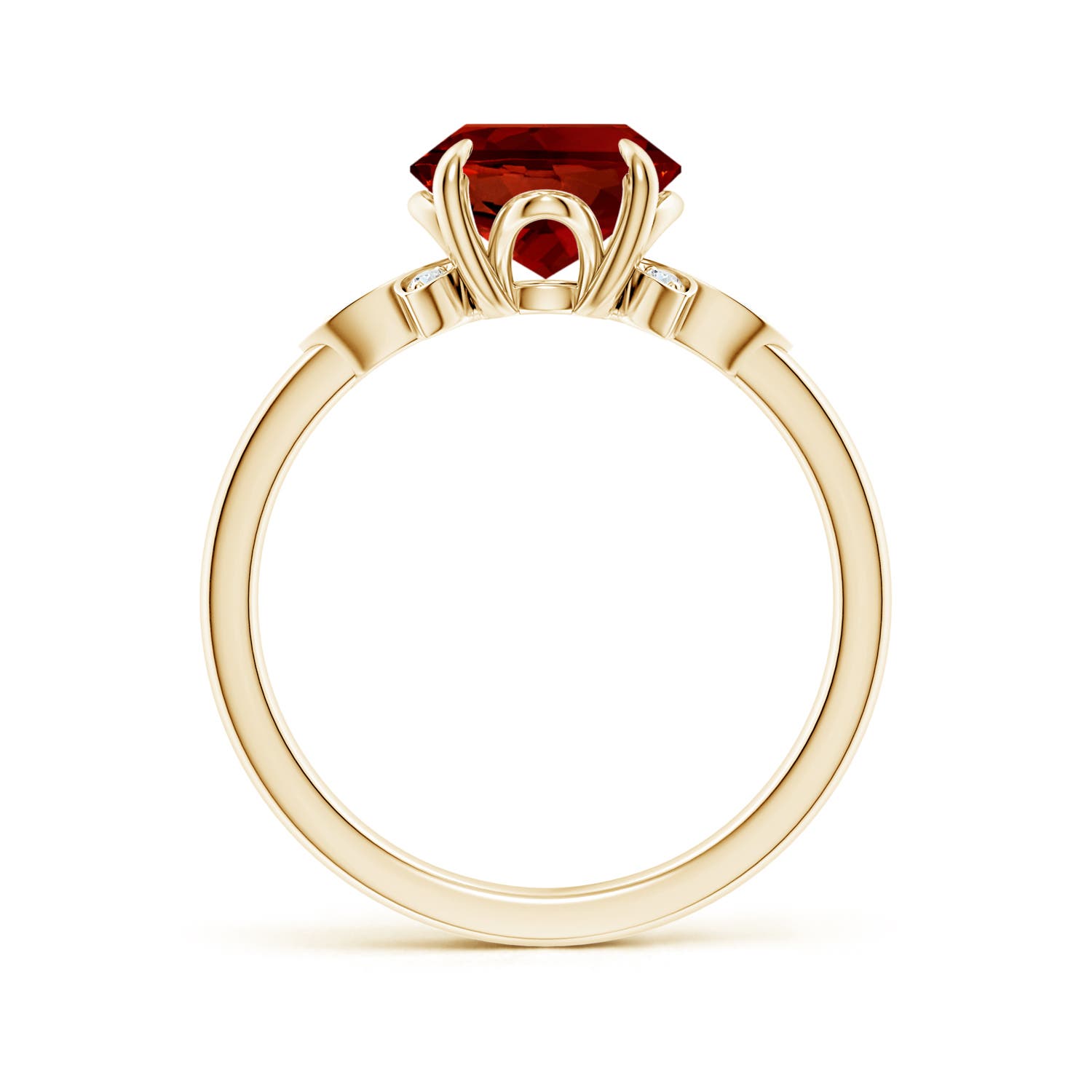 10x8mm Labgrown Lab-Grown Nature-Inspired Oval Ruby Engagement Ring in 18K Yellow Gold