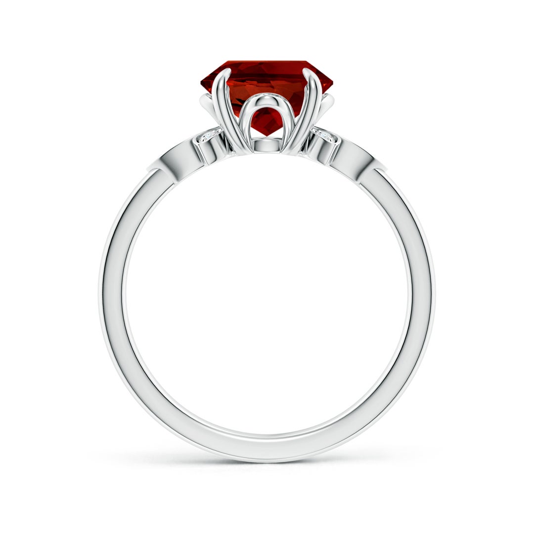 10x8mm Labgrown Lab-Grown Nature-Inspired Oval Ruby Engagement Ring in White Gold - side 2