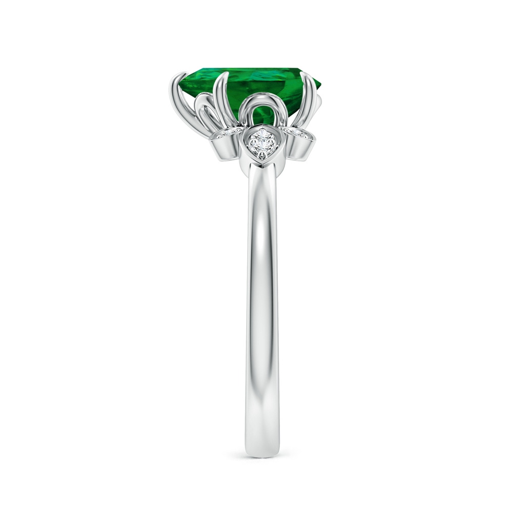 9x7mm Labgrown Lab-Grown Nature-Inspired Pear-Shaped Emerald Engagement Ring in White Gold Side 299