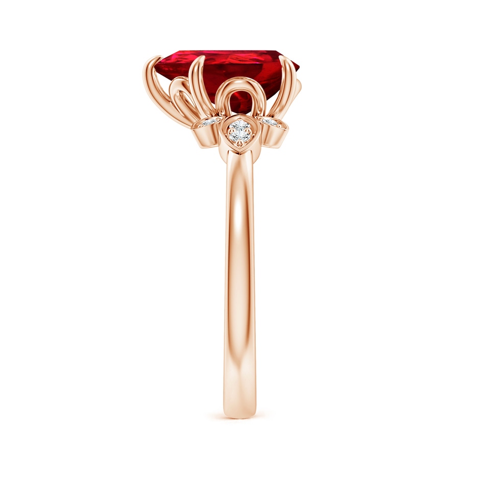 10x8mm Labgrown Lab-Grown Nature-Inspired Pear-Shaped Ruby Engagement Ring in 18K Rose Gold side 299