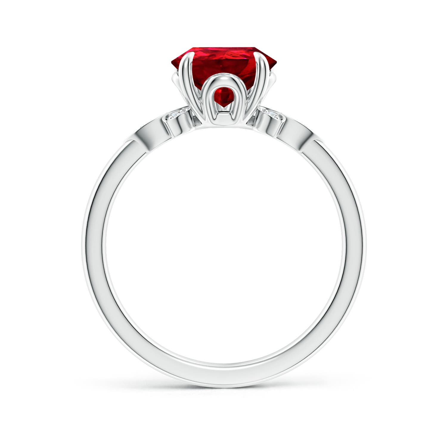 10x8mm Labgrown Lab-Grown Nature-Inspired Pear-Shaped Ruby Engagement Ring in P950 Platinum