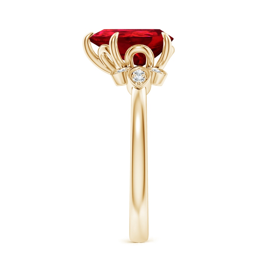 10x8mm Labgrown Lab-Grown Nature-Inspired Pear-Shaped Ruby Engagement Ring in Yellow Gold side 299