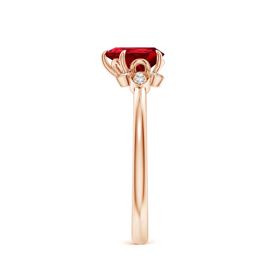 7x5mm Labgrown Lab-Grown Nature-Inspired Pear-Shaped Ruby Engagement Ring in Rose Gold side 299