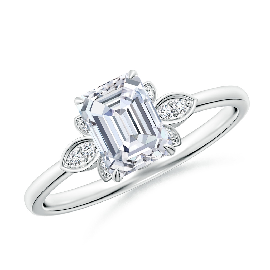 7x5mm FGVS Lab-Grown Nature-Inspired Emerald-Cut Diamond Engagement Ring in 18K White Gold