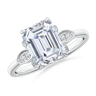 8.5x6.5mm FGVS Lab-Grown Nature-Inspired Emerald-Cut Diamond Engagement Ring in White Gold