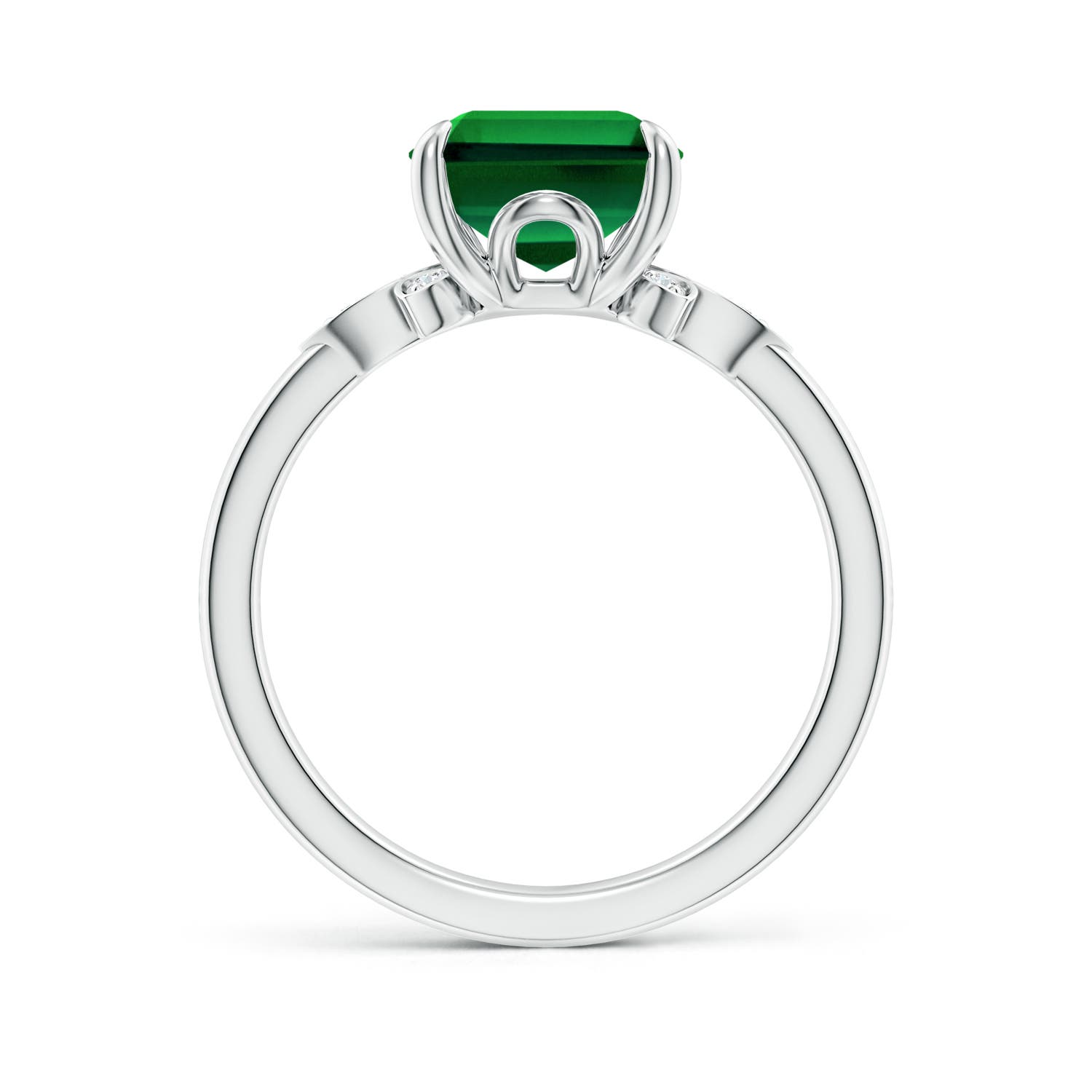 10x8mm Labgrown Lab-Grown Nature-Inspired Emerald-Cut Emerald Engagement Ring in 18K White Gold