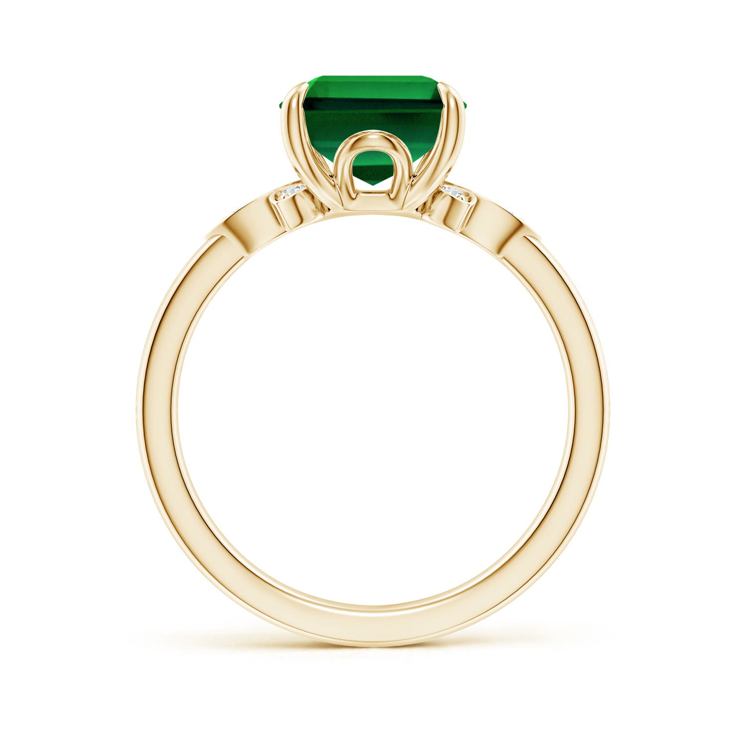 10x8mm Labgrown Lab-Grown Nature-Inspired Emerald-Cut Emerald Engagement Ring in 18K Yellow Gold