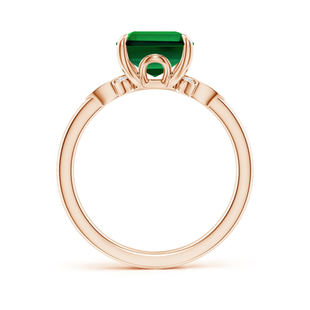 10x8mm Labgrown Lab-Grown Nature-Inspired Emerald-Cut Emerald Engagement Ring in Rose Gold - side 199