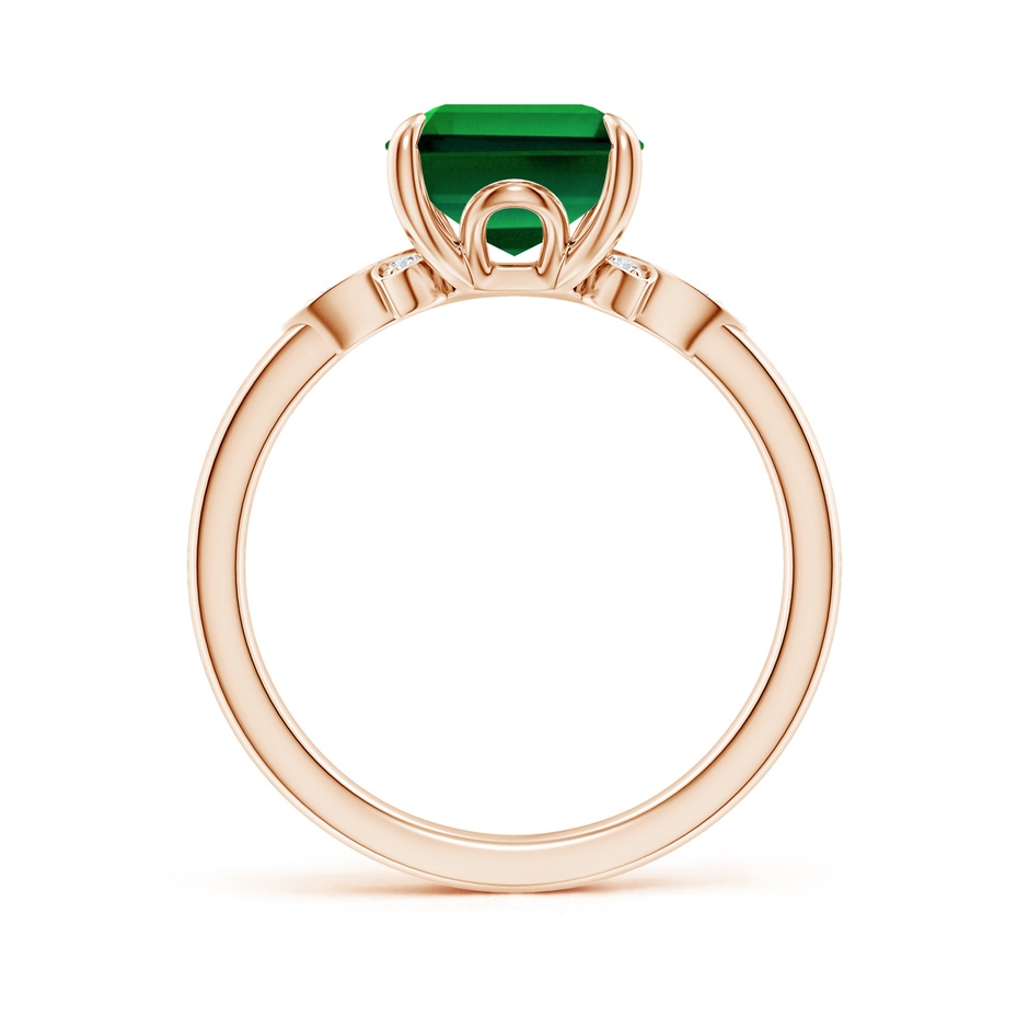 10x8mm Labgrown Lab-Grown Nature-Inspired Emerald-Cut Emerald Engagement Ring in Rose Gold side 199