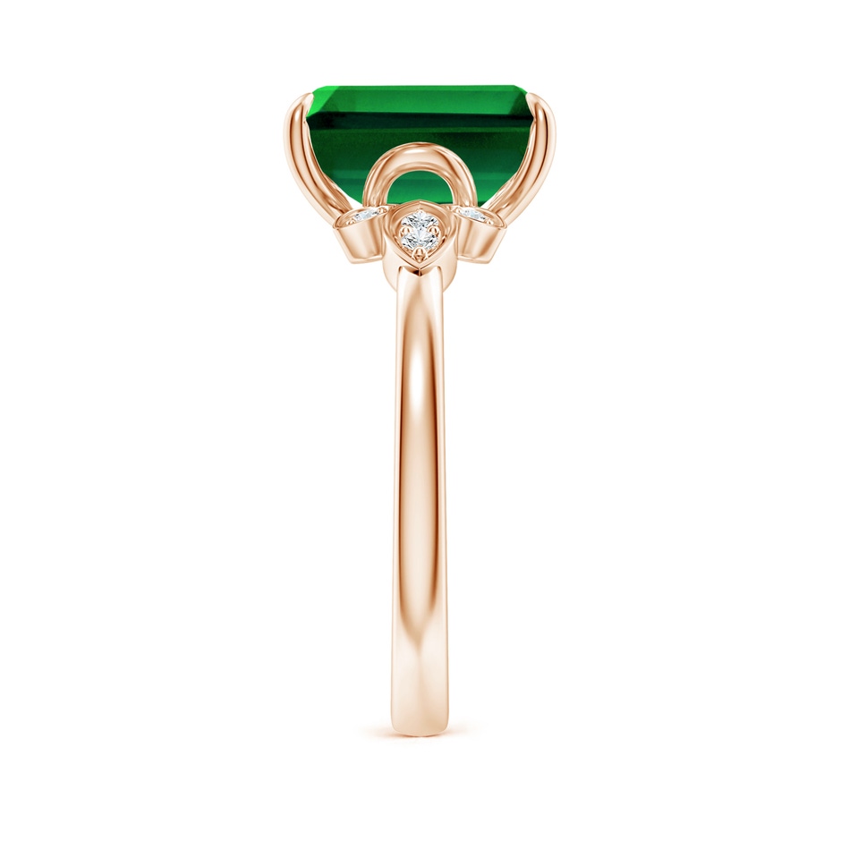 10x8mm Labgrown Lab-Grown Nature-Inspired Emerald-Cut Emerald Engagement Ring in Rose Gold side 299