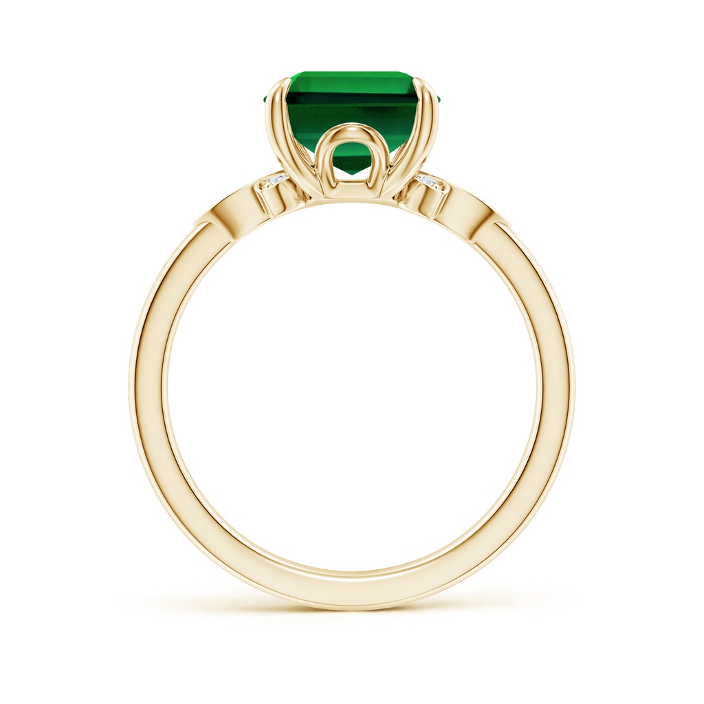 10x8mm Labgrown Lab-Grown Nature-Inspired Emerald-Cut Emerald Engagement Ring in Yellow Gold - side 199