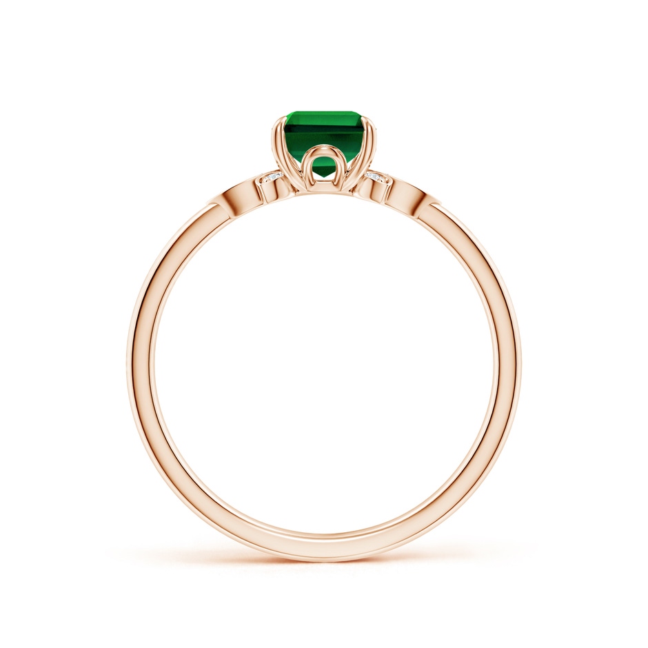 7x5mm Labgrown Lab-Grown Nature-Inspired Emerald-Cut Emerald Engagement Ring in Rose Gold side 199