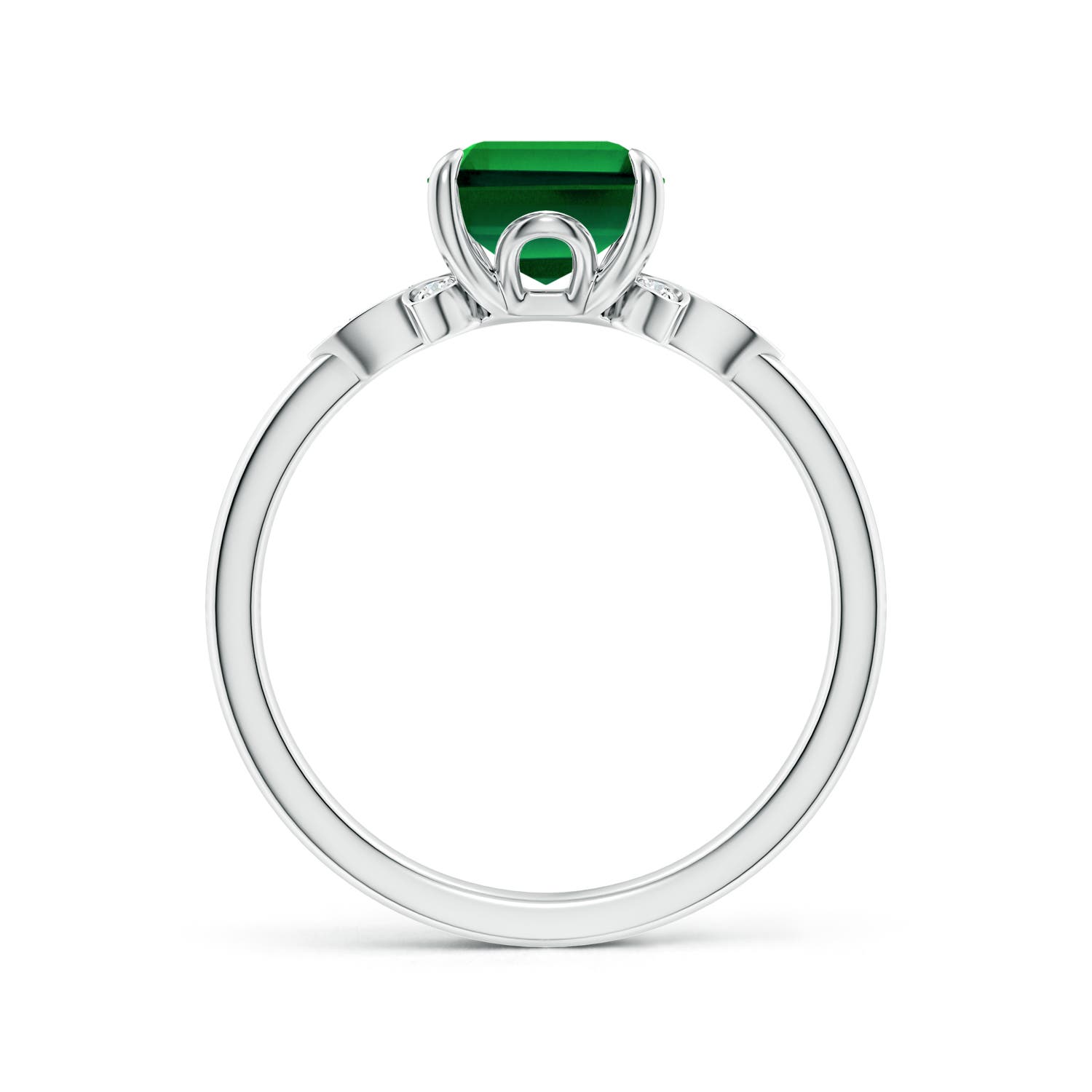 9x7mm Labgrown Lab-Grown Nature-Inspired Emerald-Cut Emerald Engagement Ring in 18CT White Gold - side 2