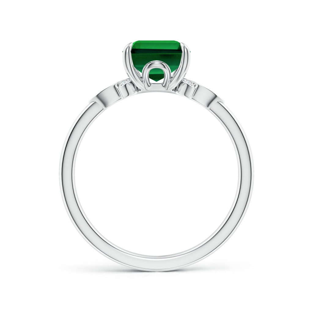 9x7mm Labgrown Lab-Grown Nature-Inspired Emerald-Cut Emerald Engagement Ring in 18K White Gold - side 199