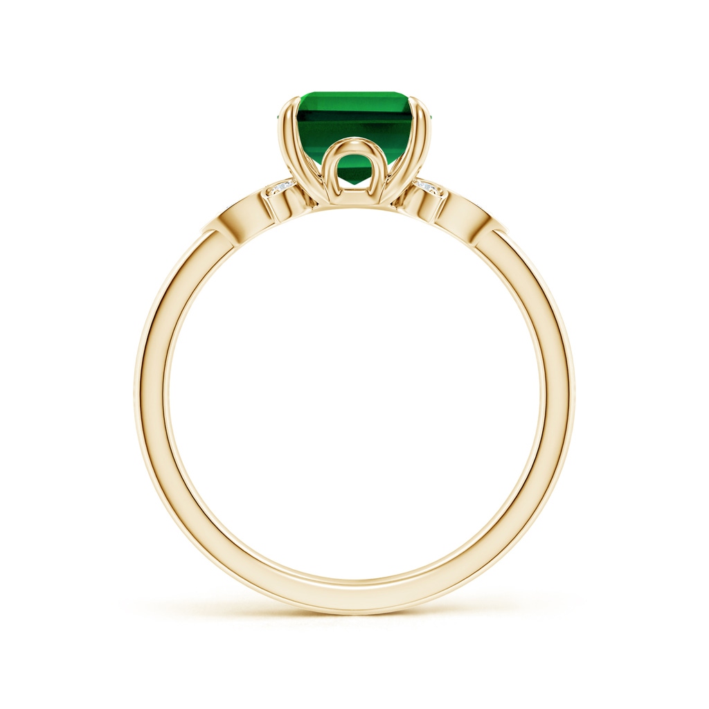 9x7mm Labgrown Lab-Grown Nature-Inspired Emerald-Cut Emerald Engagement Ring in 18K Yellow Gold - side 199