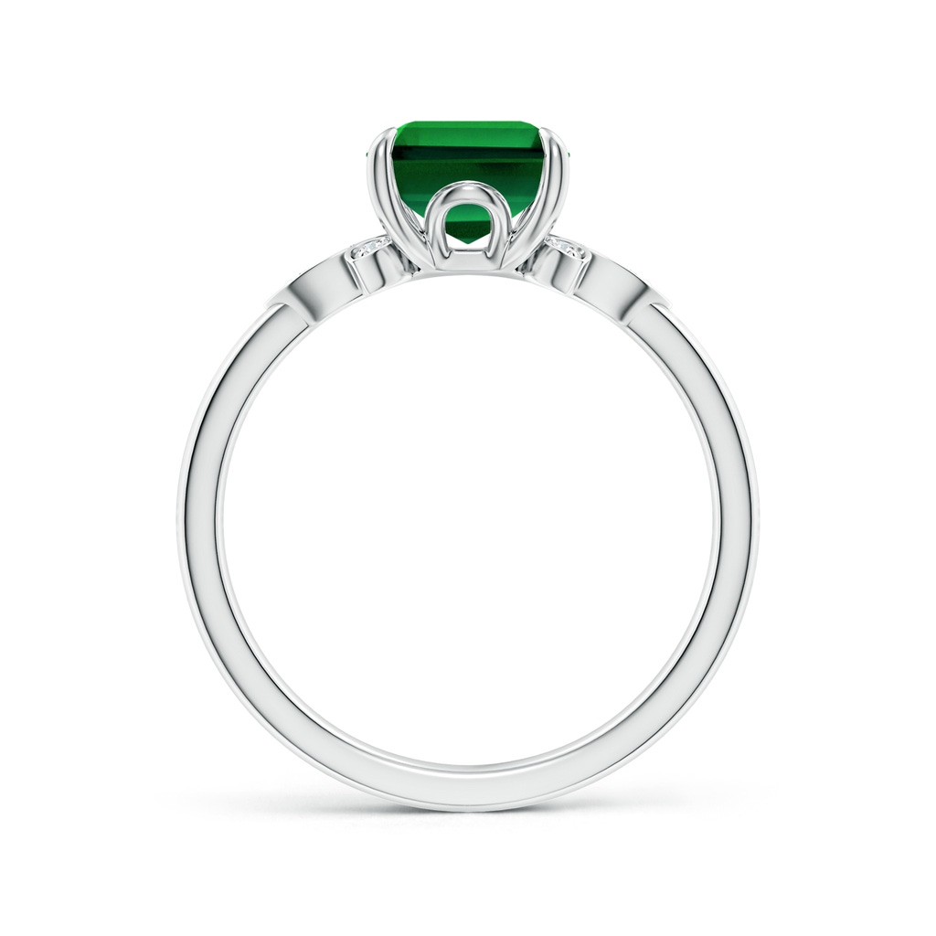 9x7mm Labgrown Lab-Grown Nature-Inspired Emerald-Cut Emerald Engagement Ring in White Gold Side 199