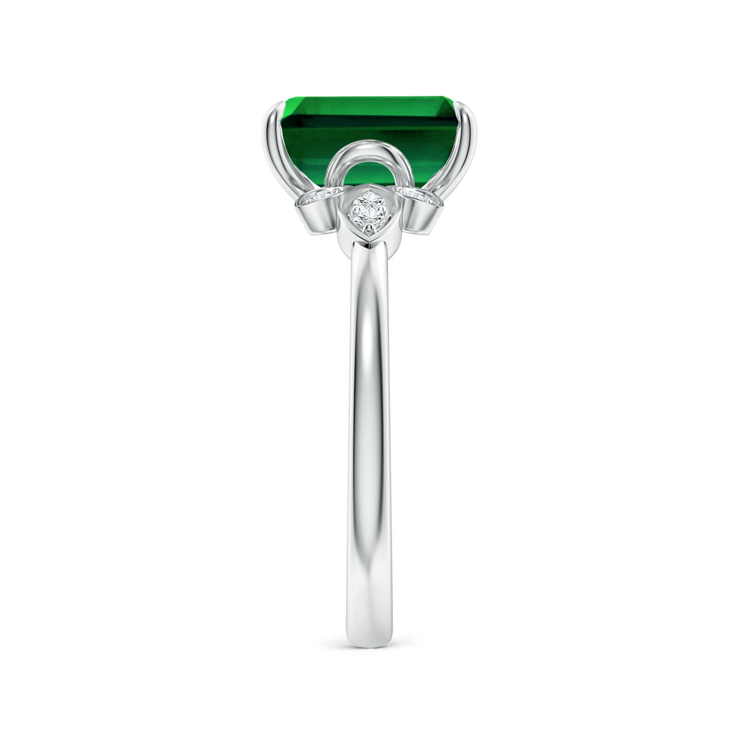 Lab-Grown Nature-Inspired Emerald-Cut Emerald Engagement Ring