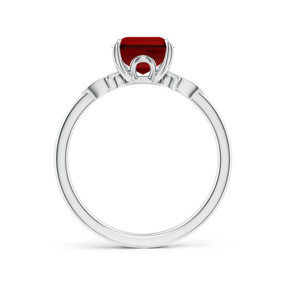 9x7mm Labgrown Lab-Grown Nature-Inspired Emerald-Cut Ruby Engagement Ring in 18K White Gold side 199