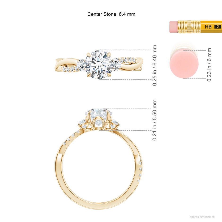 6.4mm FGVS LSR4540D-YG-FGVS-6.4 in Yellow Gold ruler