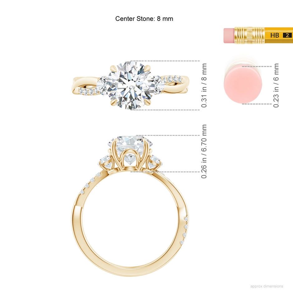 8mm FGVS LSR4540D-YG-FGVS-8 in Yellow Gold ruler