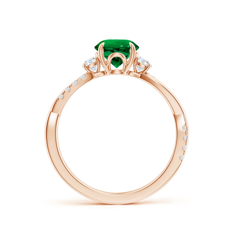 6.5mm Labgrown Lab-Grown Three Stone Round Emerald & Diamond Engagement Ring in Rose Gold side 199