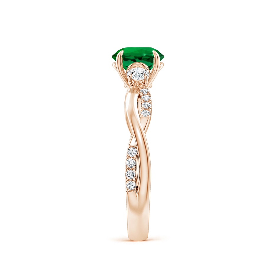 6.5mm Labgrown Lab-Grown Three Stone Round Emerald & Diamond Engagement Ring in Rose Gold side 299