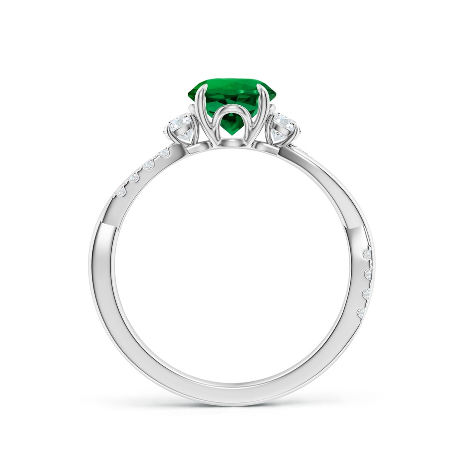 6.5mm Labgrown Lab-Grown Three Stone Round Emerald & Diamond Engagement Ring in White Gold side 199