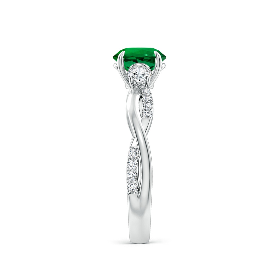 6.5mm Labgrown Lab-Grown Three Stone Round Emerald & Diamond Engagement Ring in White Gold side 299