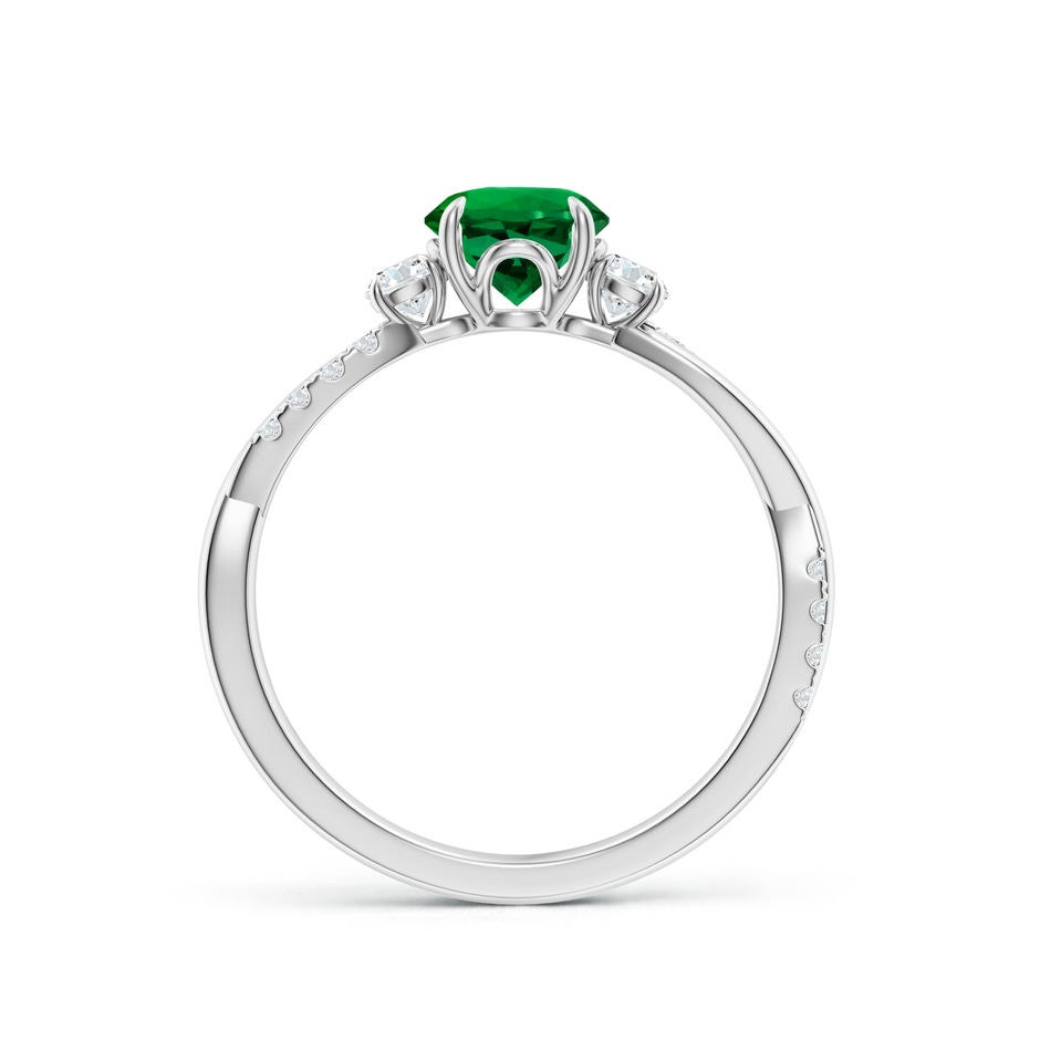 6mm Labgrown Lab-Grown Three Stone Round Emerald & Diamond Engagement Ring in P950 Platinum side 199