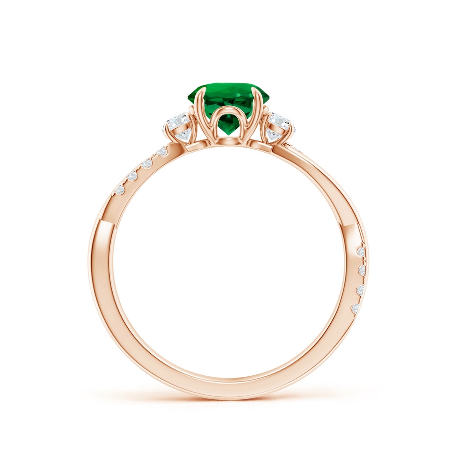 6mm Labgrown Lab-Grown Three Stone Round Emerald & Diamond Engagement Ring in Rose Gold side 199