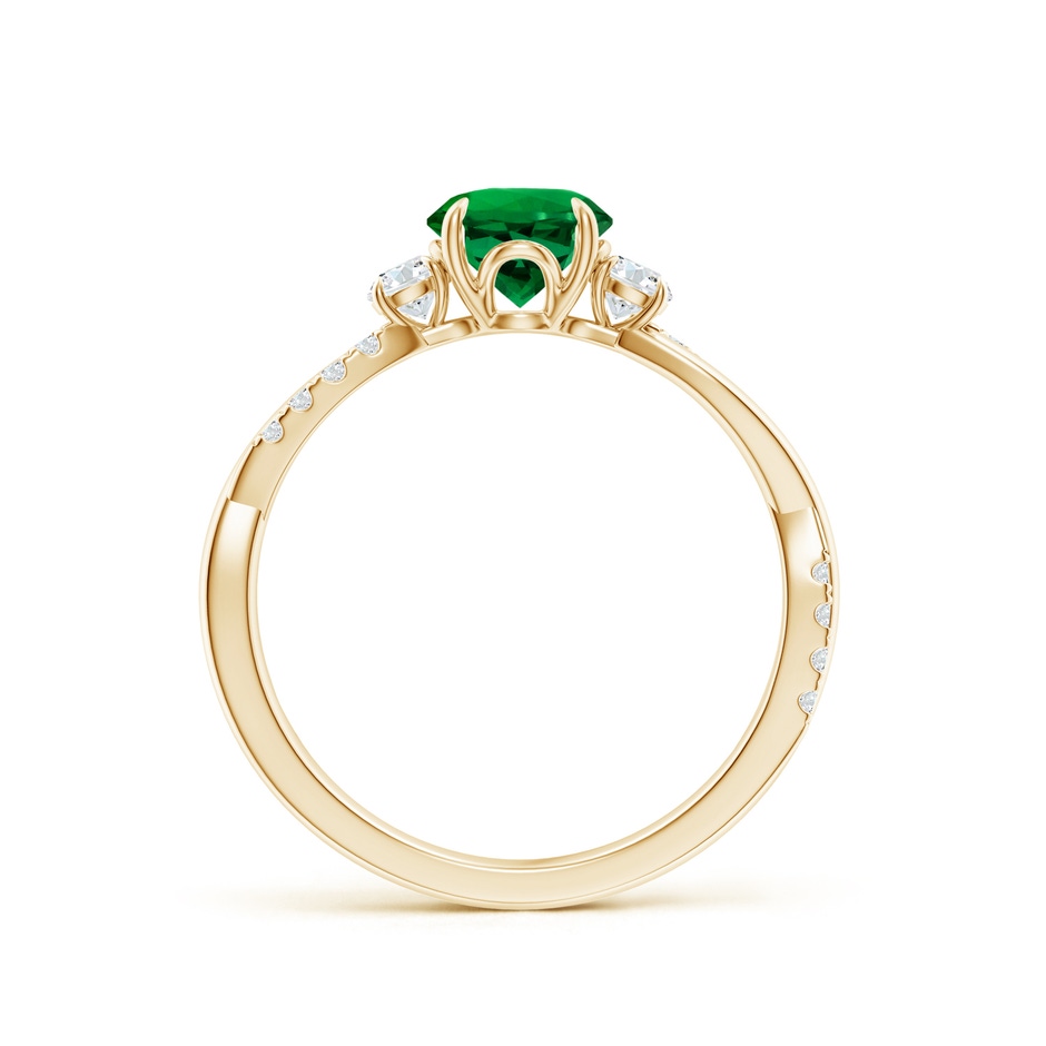 6mm Labgrown Lab-Grown Three Stone Round Emerald & Diamond Engagement Ring in Yellow Gold side 199