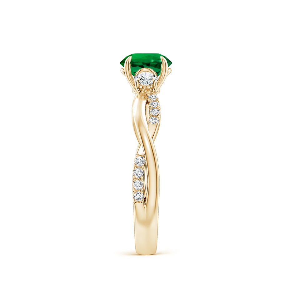 6mm Labgrown Lab-Grown Three Stone Round Emerald & Diamond Engagement Ring in Yellow Gold side 299