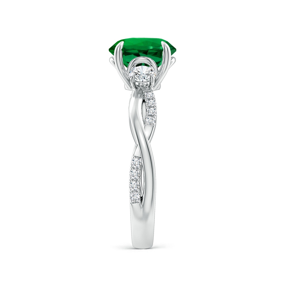 8mm Labgrown Lab-Grown Three Stone Round Emerald & Diamond Engagement Ring in 18K White Gold side 299