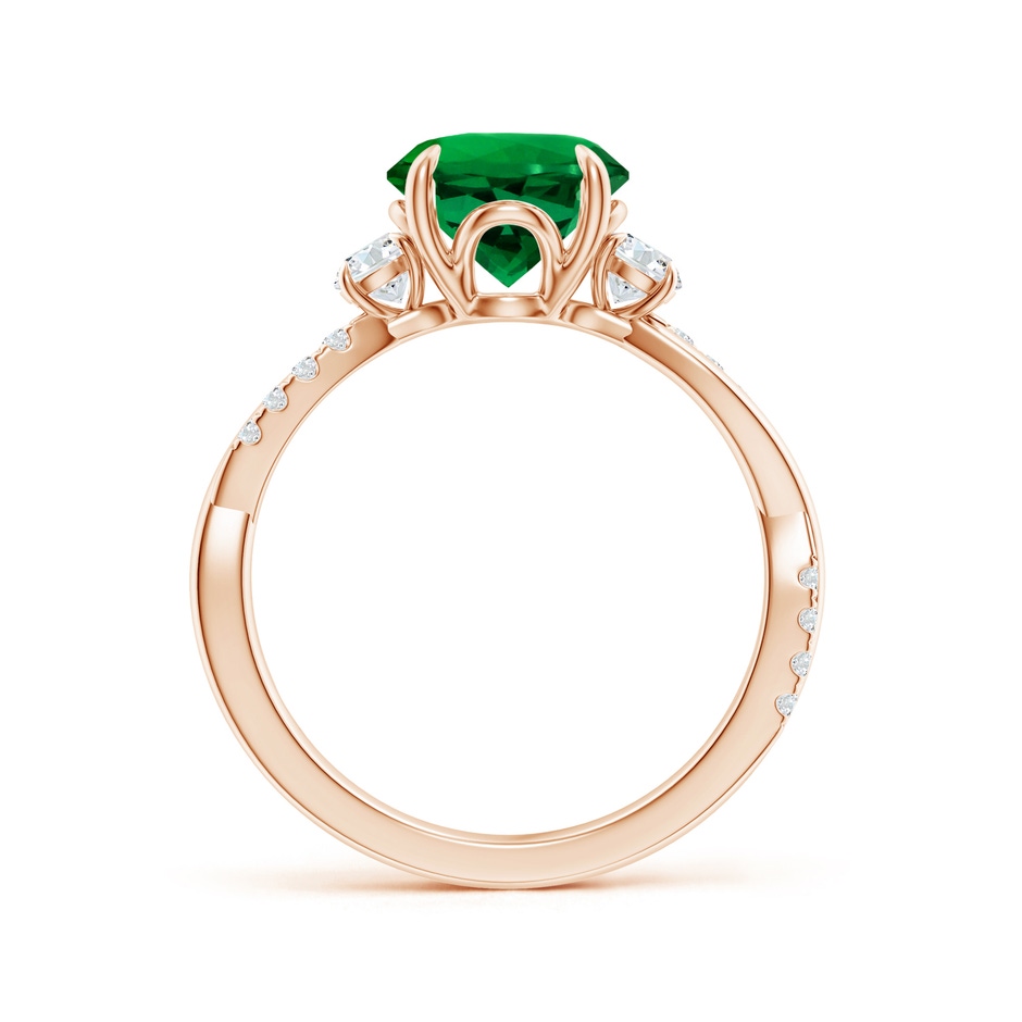 8mm Labgrown Lab-Grown Three Stone Round Emerald & Diamond Engagement Ring in Rose Gold side 199