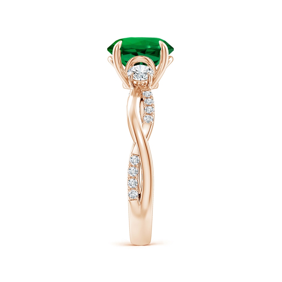 8mm Labgrown Lab-Grown Three Stone Round Emerald & Diamond Engagement Ring in Rose Gold side 299