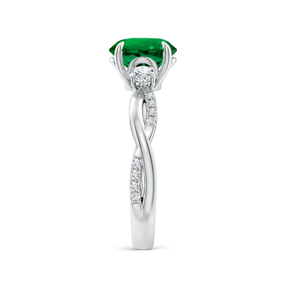 8mm Labgrown Lab-Grown Three Stone Round Emerald & Diamond Engagement Ring in White Gold side 299