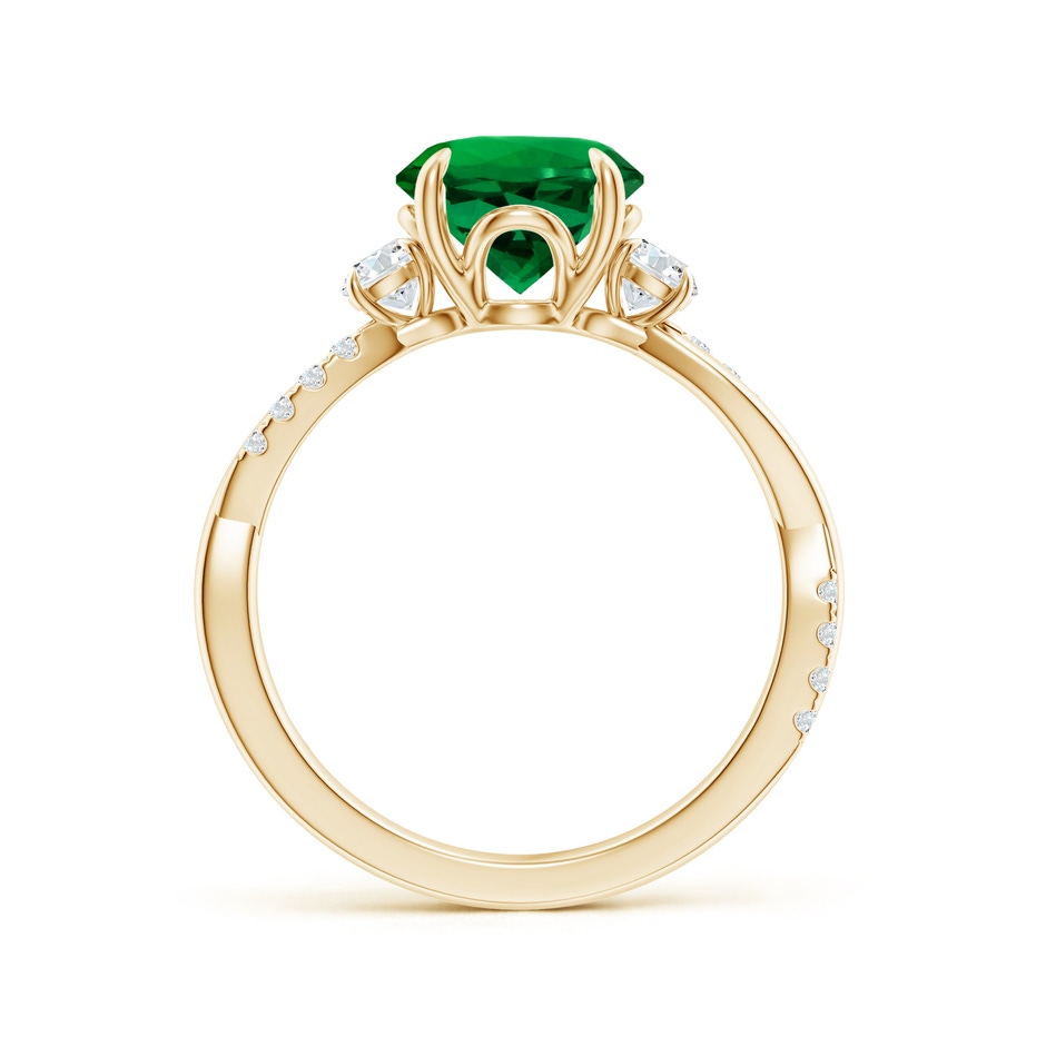 8mm Labgrown Lab-Grown Three Stone Round Emerald & Diamond Engagement Ring in Yellow Gold side 199
