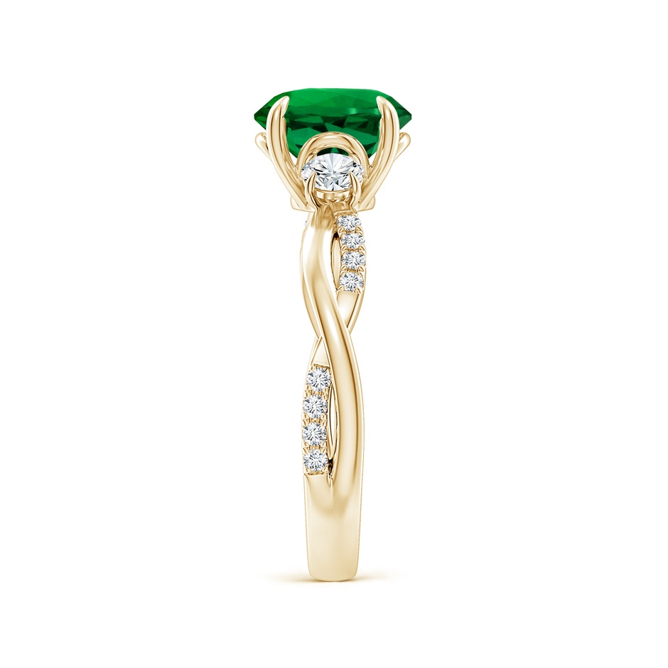 8mm Labgrown Lab-Grown Three Stone Round Emerald & Diamond Engagement Ring in Yellow Gold side 299