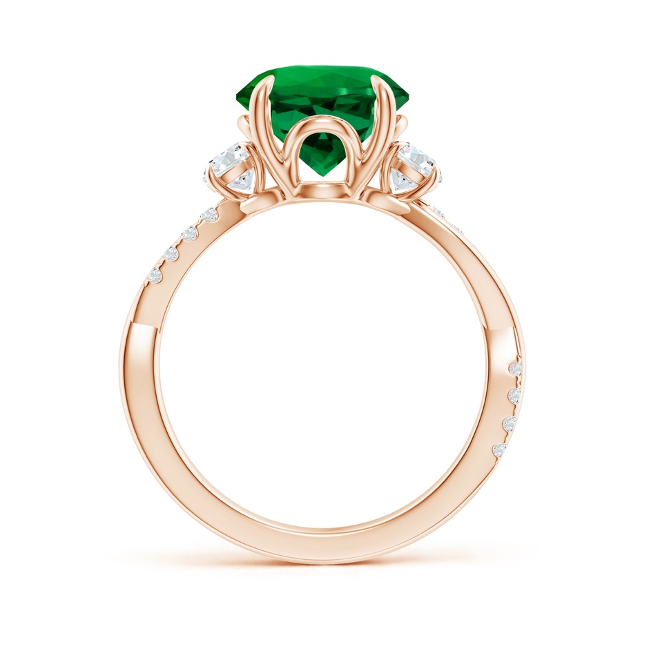 9mm Labgrown Lab-Grown Three Stone Round Emerald & Diamond Engagement Ring in Rose Gold side 199