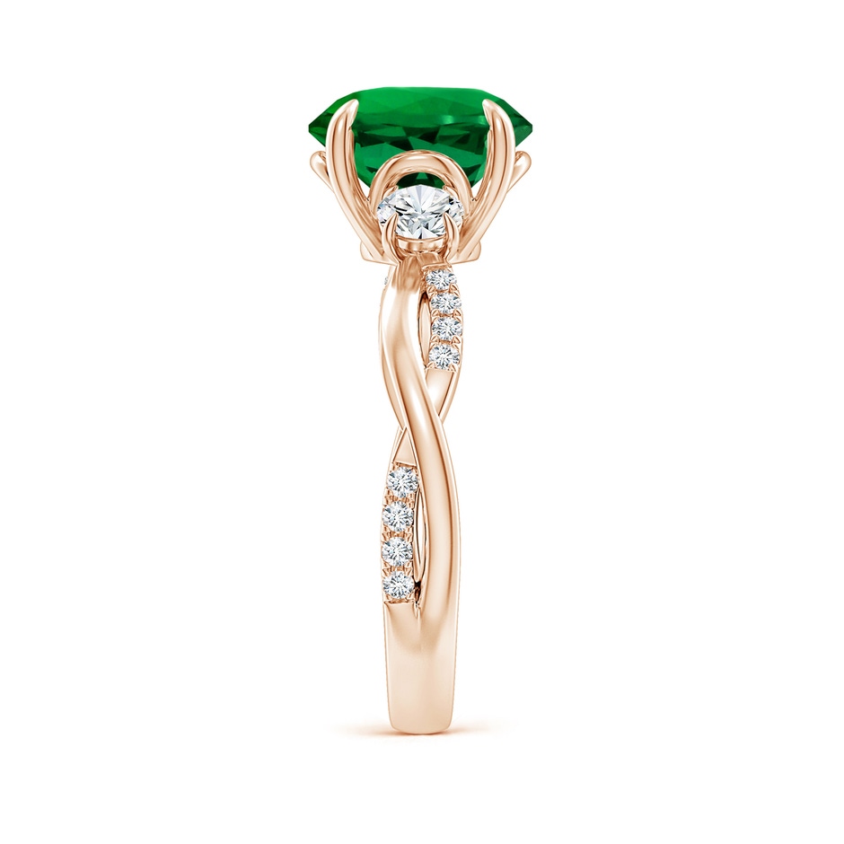 9mm Labgrown Lab-Grown Three Stone Round Emerald & Diamond Engagement Ring in Rose Gold side 299
