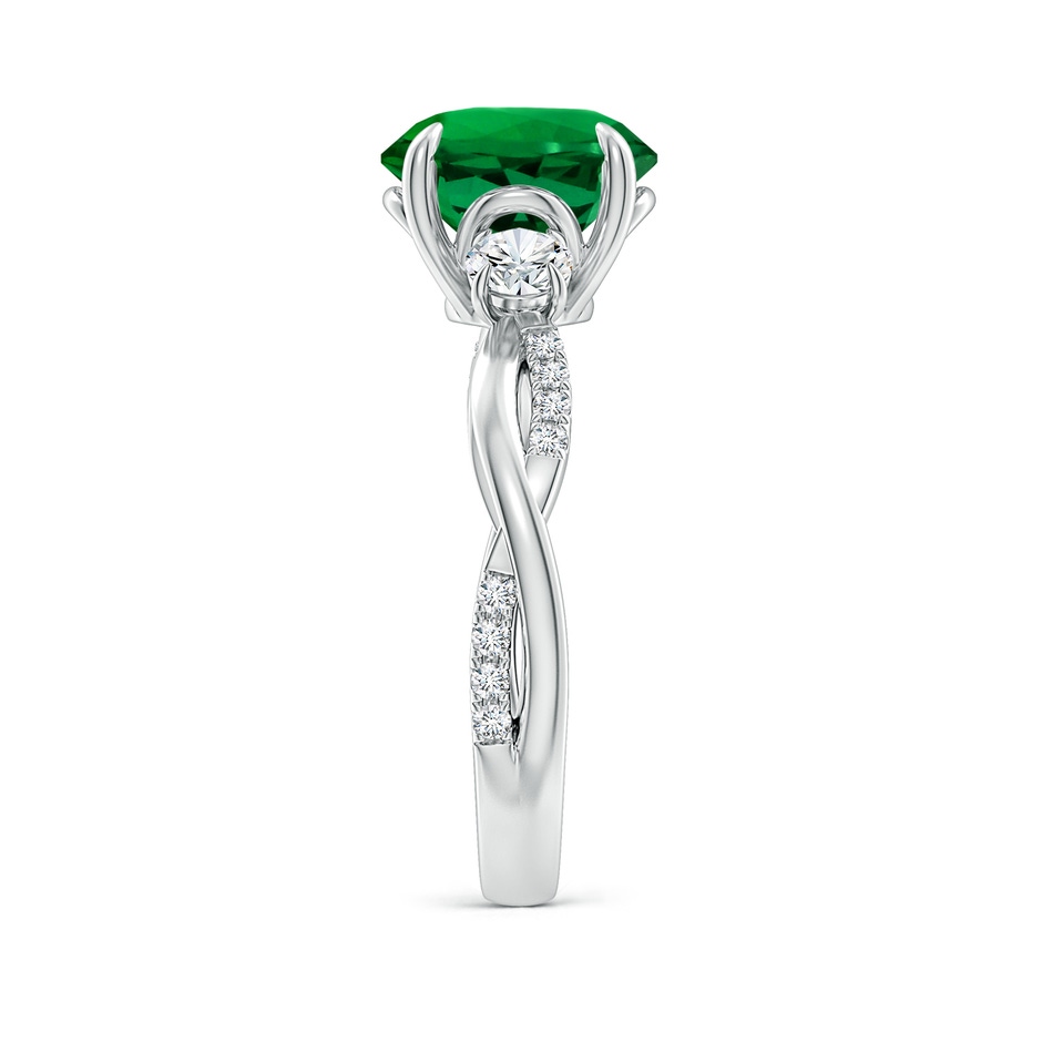 9mm Labgrown Lab-Grown Three Stone Round Emerald & Diamond Engagement Ring in White Gold side 299
