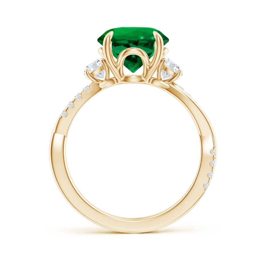 9mm Labgrown Lab-Grown Three Stone Round Emerald & Diamond Engagement Ring in Yellow Gold side 199