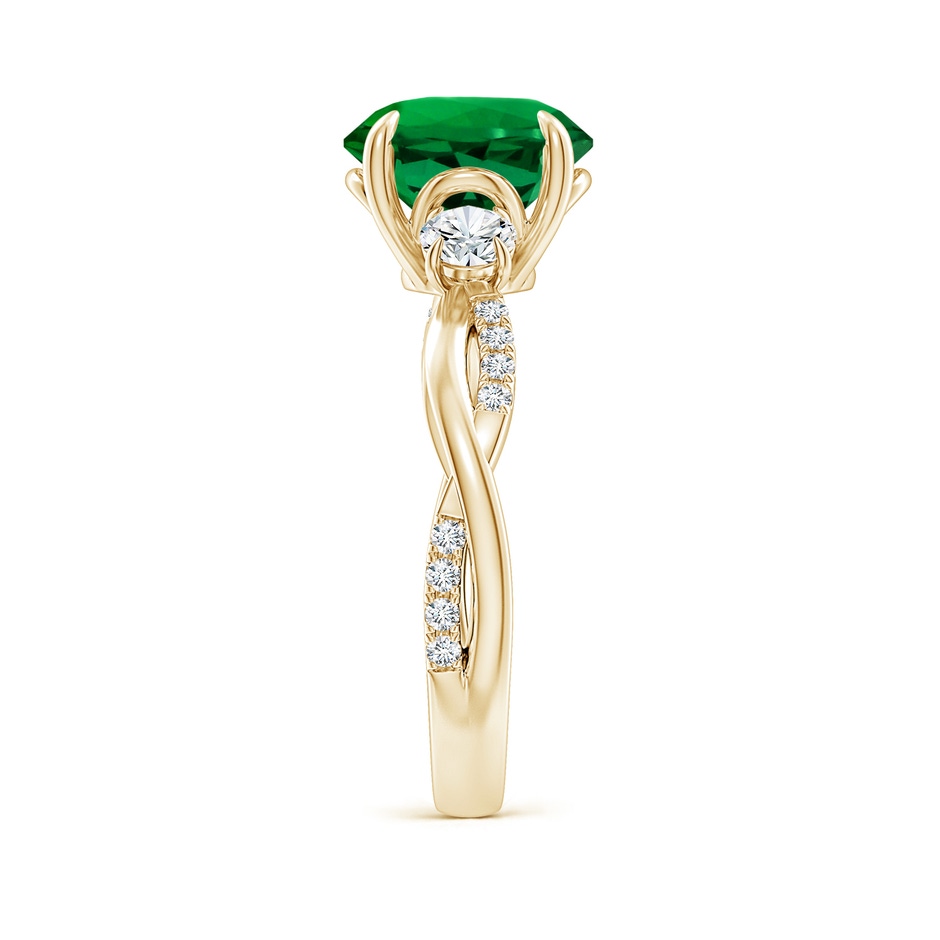 9mm Labgrown Lab-Grown Three Stone Round Emerald & Diamond Engagement Ring in Yellow Gold side 299