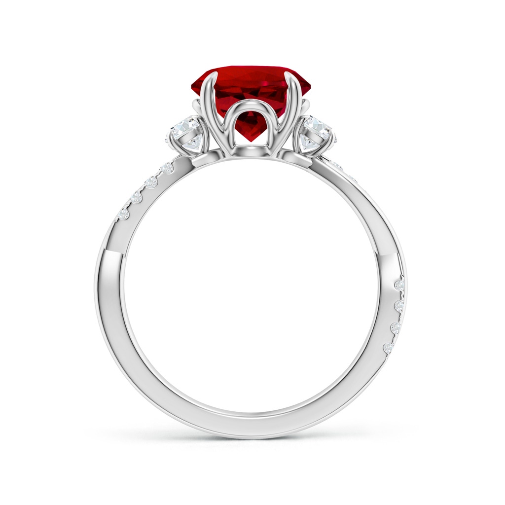 8mm Labgrown Lab-Grown Three Stone Round Ruby & Diamond Engagement Ring in White Gold Side 199